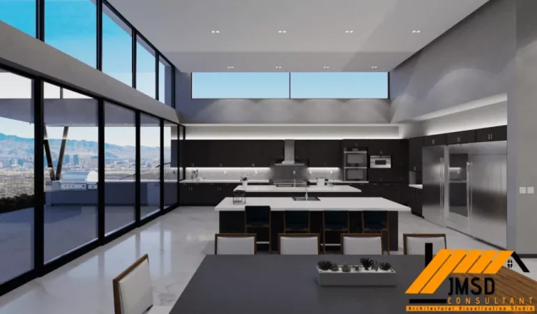 CONCEPT OF KITCHEN DININGROOM INTERIOR DESIGN RENDERING FORT WORTH TEXAS