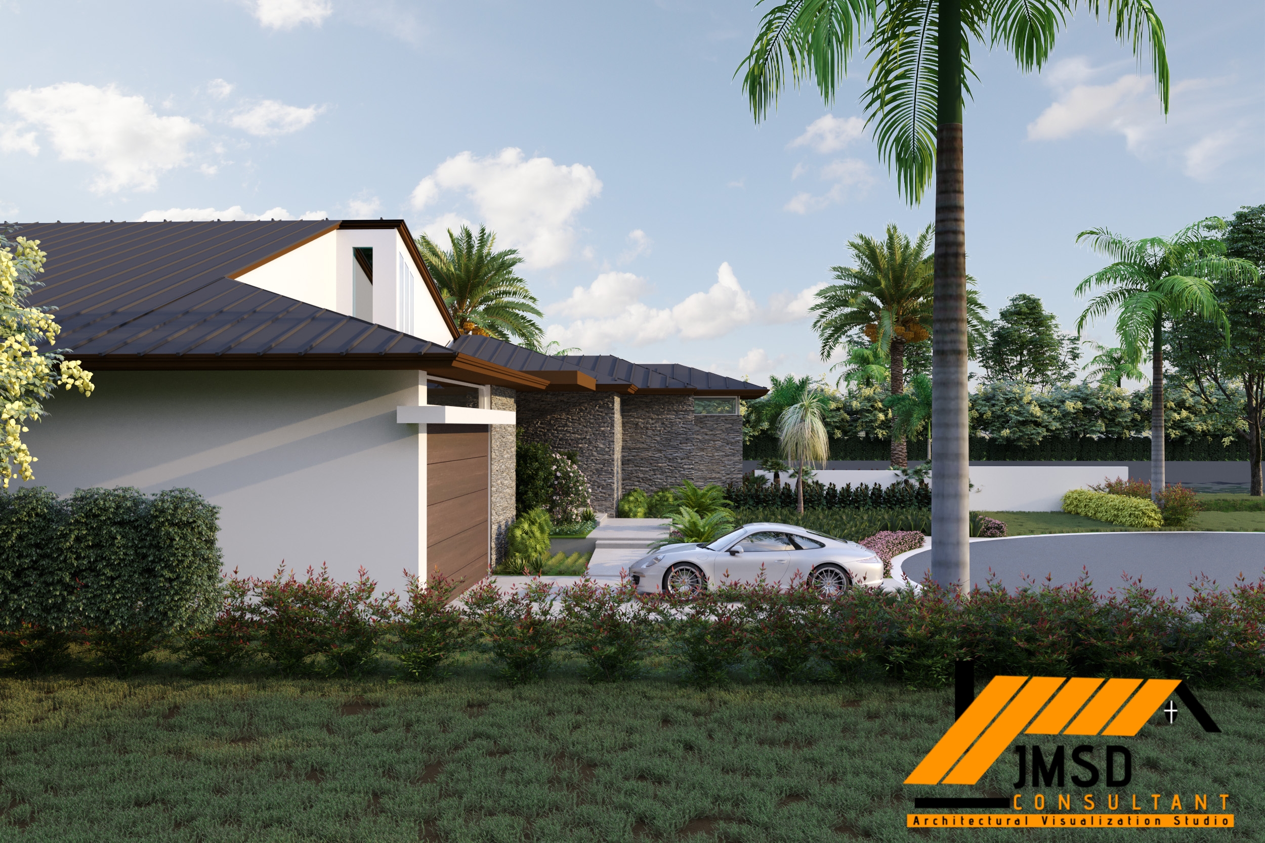 3D Exterior Rendering with Landscape Design Sarasota Florida