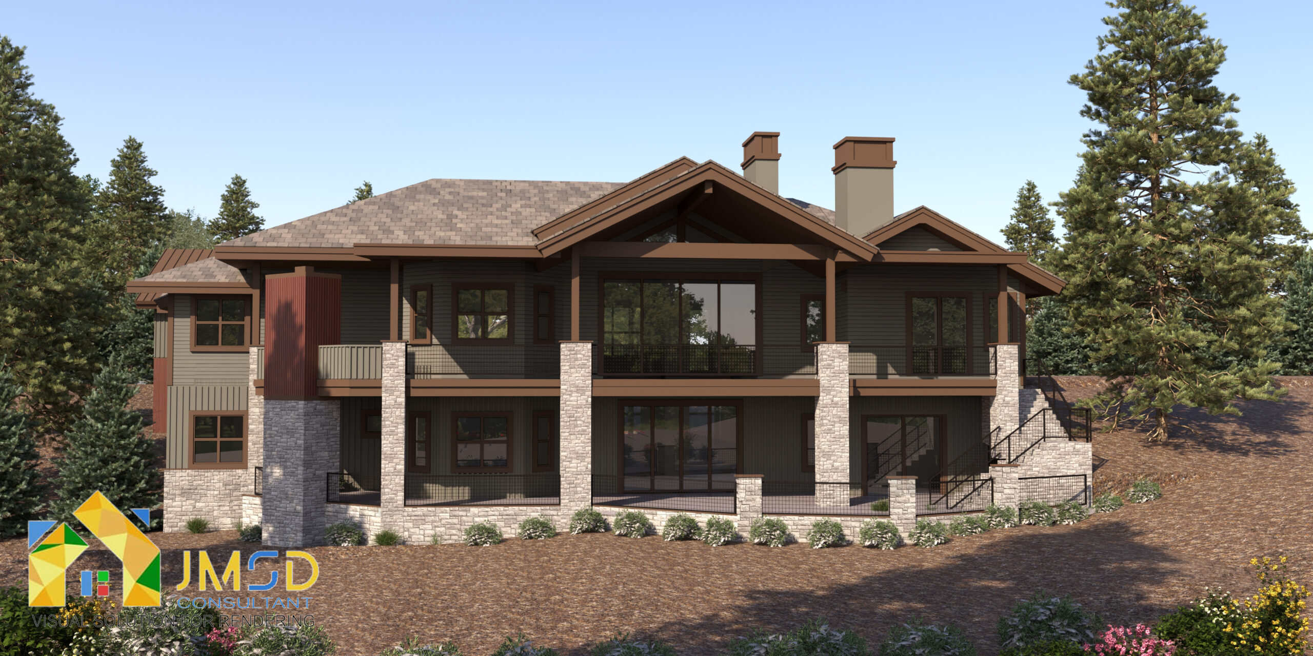 3D Rendering of North Elevation Visualization in Flagstaff Arizona