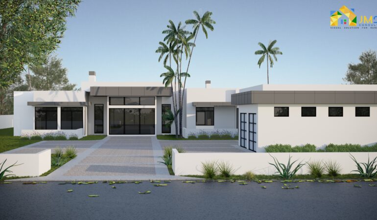 Front View of 3D House Rendering Paradise Valley Arizona