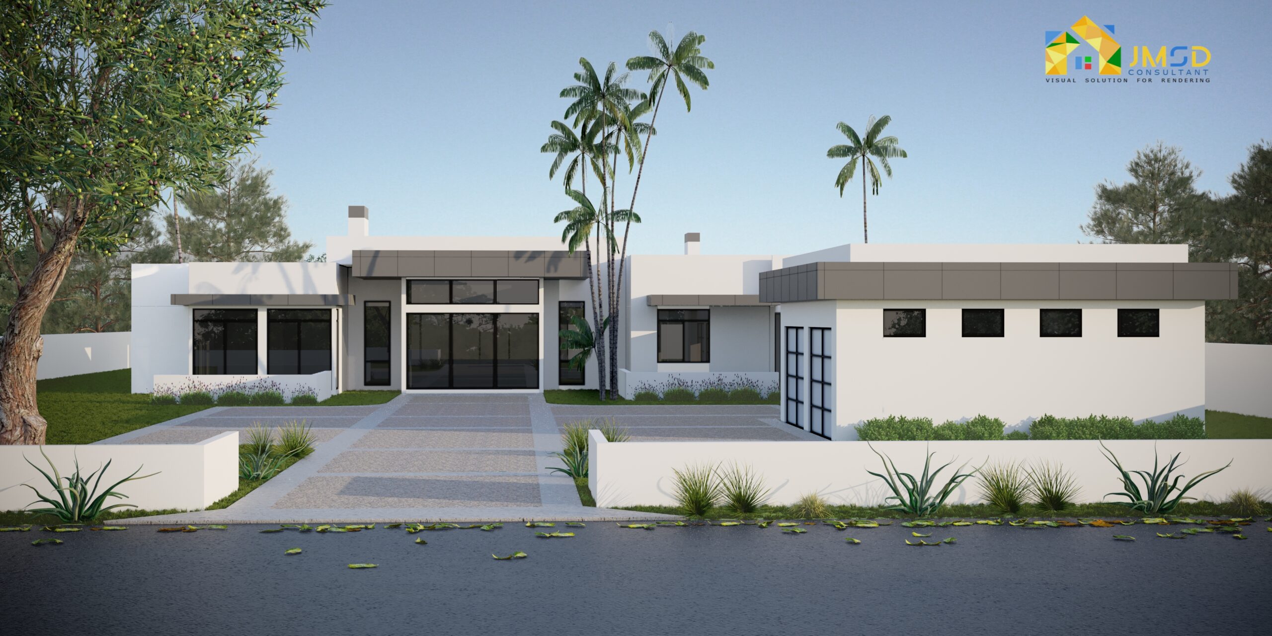 Front View of 3D House Rendering Paradise Valley Arizona